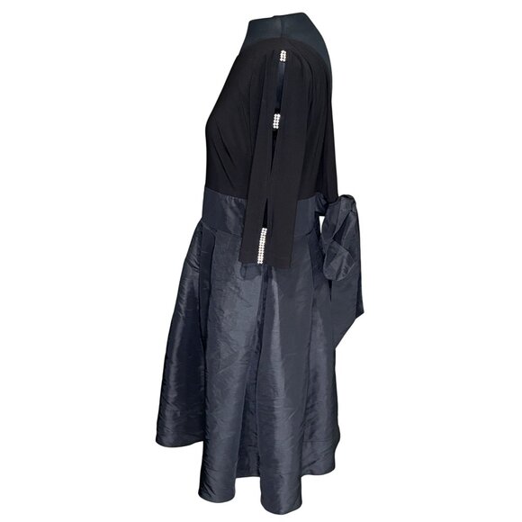 Simply Liliana Black Dress W/ Satin Skirt & Beaded Sleeve Detail Size 10 Womens - Picture 3 of 11